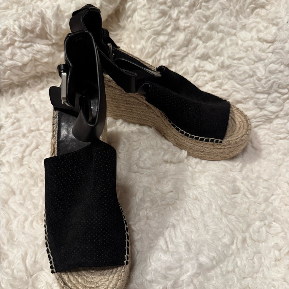 Marc Fisher Black Wedge Espadrilles